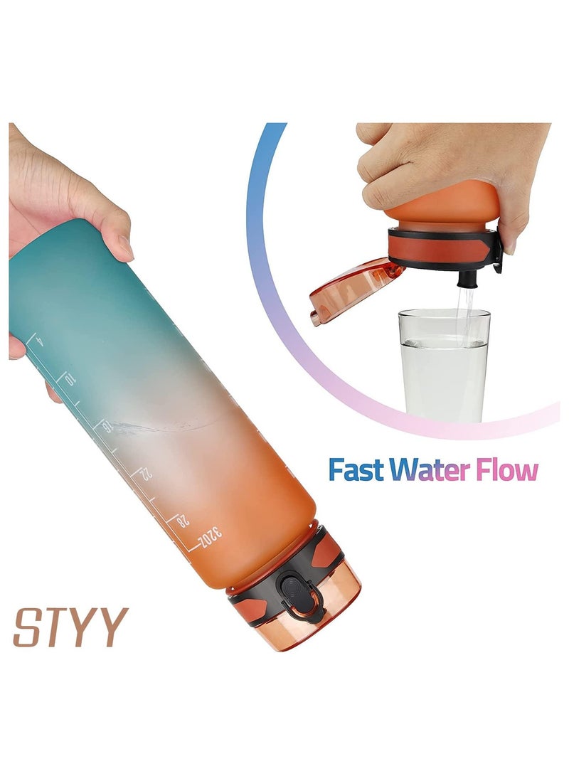 1000ml Healthy Plastic Sports Water Bottle with Time Markers and Motivational Markers, Reusable and Leak Proof, Perfect for Men and Women for Gym, Soccer, Outdoor Activities, School, Fitness, and Work Milk and Juice, Multi-Purpose Healthy Gym Clear Water Bottle for Gym and School - Leak Proof Water Bottle - Clear Water Bottle with Time Markers - Water and Juice Bottle for School - Image 2