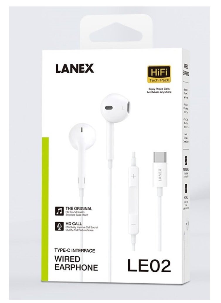 LANEX Lanix LE02 1.2m Type-C Earphone  - Image 1