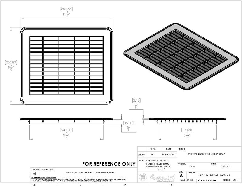 IMPERIAL شبكة هواء مرتجعة من إمبريال مانوفاكتشرينغ RG1184، 8 إنش ارتفاع × 10 إنش عرض، فولاذ/بني - Image 3