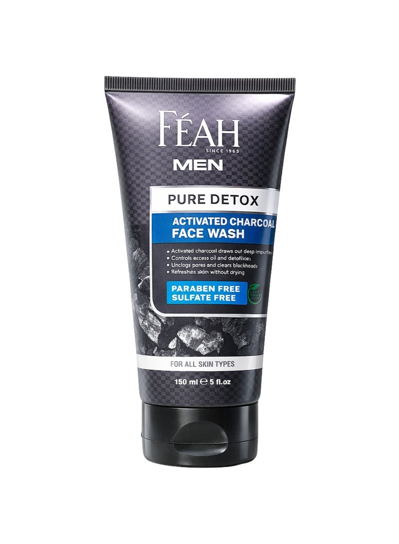 غسول الوجه فيا بيور ديتوكس للرجال 150 مل - غسول تنظيف عميق للوجه للرجال، يتحكم في الزيوت ويزيل الأوساخ، تركيبة منعشة لإزالة السموم من البشرة للاستخدام اليومي