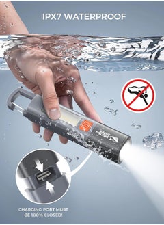 SMILING SHARK Portable Torch LED Work Light, 1200mAh, COB Side G1 Flash Light, 3 Modes Zoomable Focus White Waterproof Powerful Super Bright EDC, Outdoor Emergency, Mini-Rechargeable, Camping Flashlight (Gray)  - Image 5