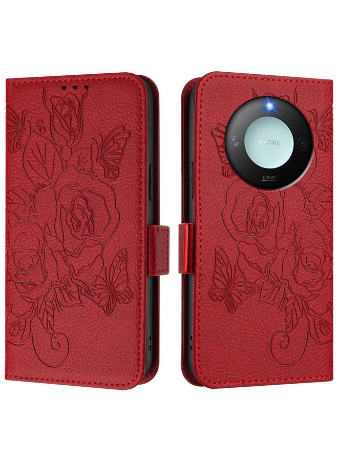 S-TOP Case For Honor X9c Smart 5G Embossed Rose RFID Anti-theft Leather Phone Case - Image 2
