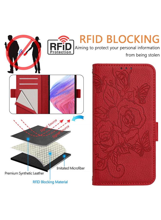 S-TOP Case For Honor X9c Smart 5G Embossed Rose RFID Anti-theft Leather Phone Case - Image 5