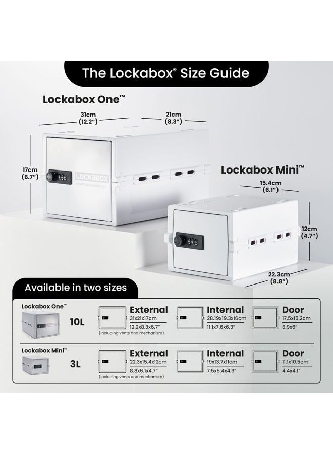 Lockabox One™ | Premium Lockable Storage Box (10L) | Combination Lock Box for Food, Medicine & Home Safety | Made In Britain | External Size 31 x 21 x 17 cm (Opal White) - Image 5