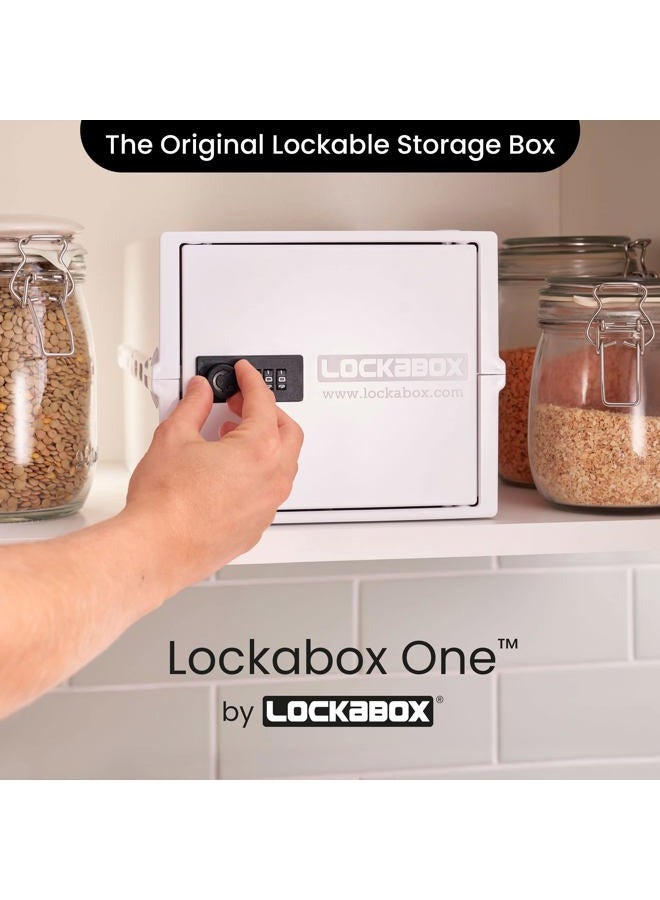 Lockabox One™ | Premium Lockable Storage Box (10L) | Combination Lock Box for Food, Medicine & Home Safety | Made In Britain | External Size 31 x 21 x 17 cm (Opal White) - Image 2