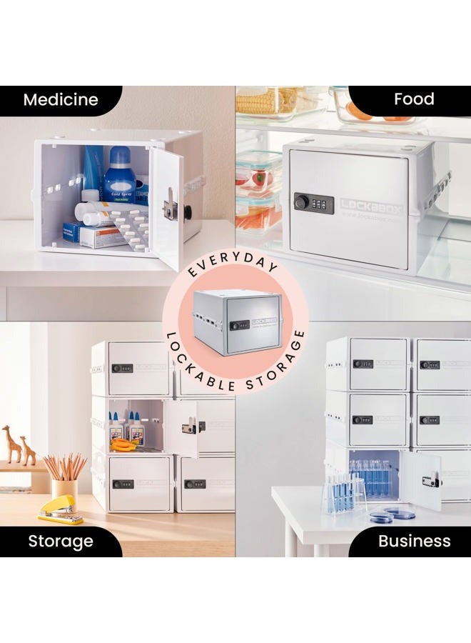 Lockabox One™ | Premium Lockable Storage Box (10L) | Combination Lock Box for Food, Medicine & Home Safety | Made In Britain | External Size 31 x 21 x 17 cm (Opal White) - Image 3