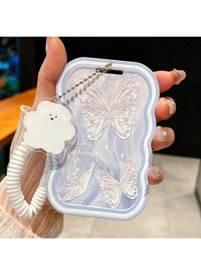 NIBEMINENT 1 - Piece Blue Gradient Butterfly Kpop Photo Card Holder Pendant Key Chain ID Badge Holder ID Card Holder Photo Card Protector for School ID Office ID Access Card for Women Girls