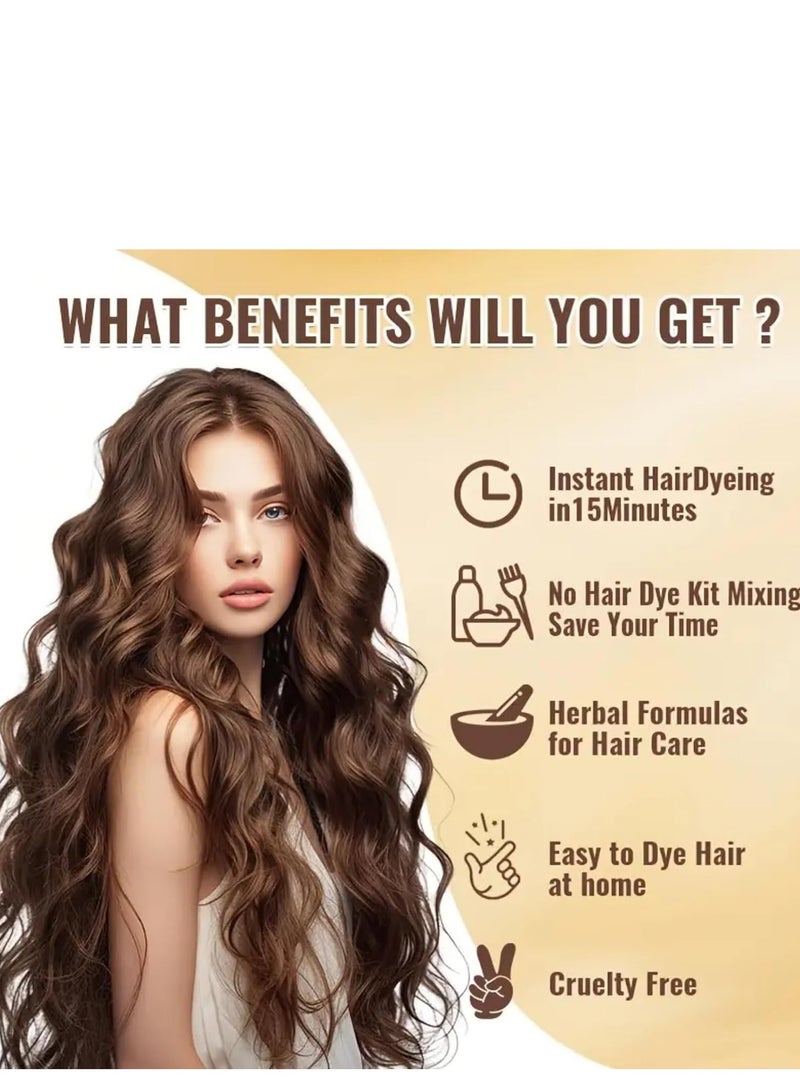 EELHOE Hair Dye Shampoo,3-In-1 Shampoo for Color Treated Hair,Hair Colour Shampoo for Grey Hair Coverage,Home Hair Dye Pure Plant Extract,Hair Care Instant Dye Shampoo,Anti Grey Shampoo 200ml(Light Brown) - Image 3