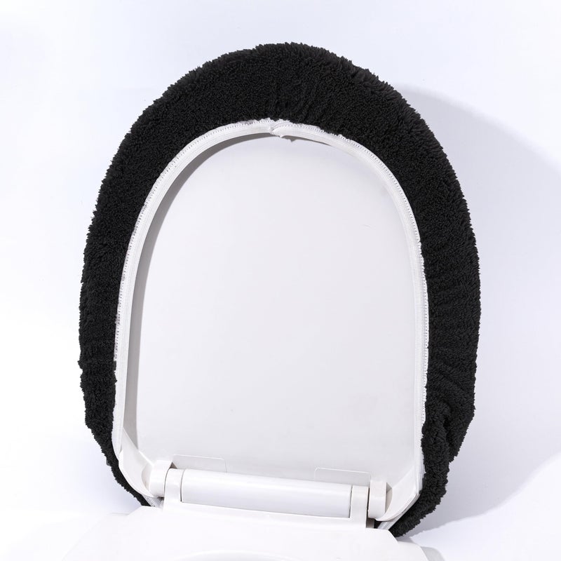Madeals Microfiber Toilet Lid Cover Soft and Absorbent, Comfortable Bathroom Toilet Lid Cover Seat Fits Most Size Toilet Lids for Black - Image 2