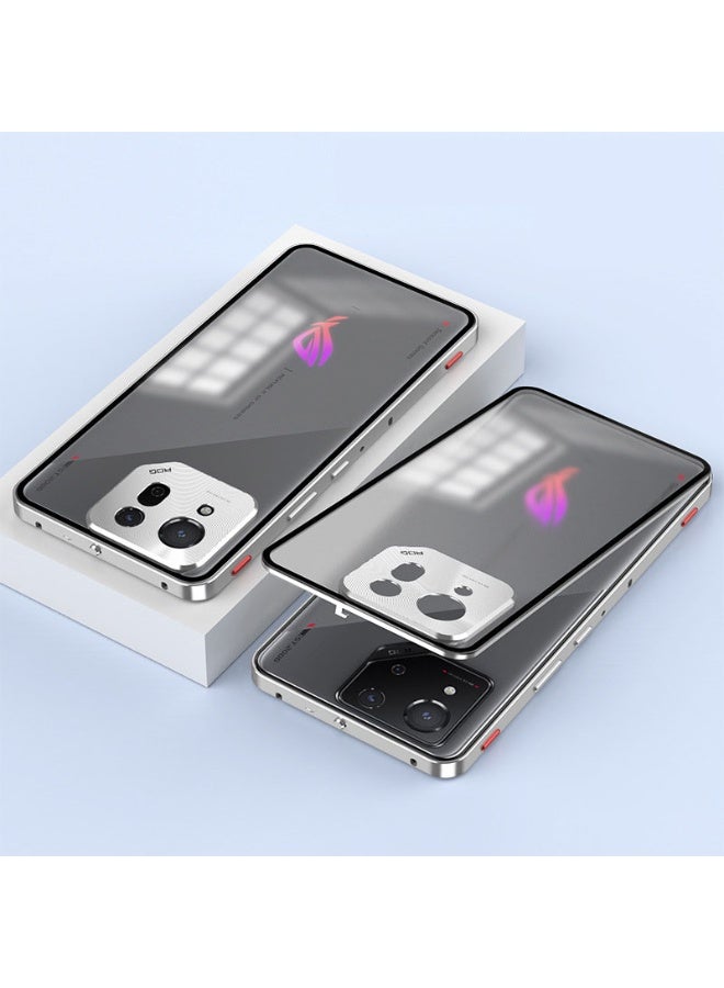 general Metal Bumper Frame Case Compatible with Asus ROG Phone 9 Pro, Luxury Premium Aluminum Alloy Shockproof Bumper Frame with Matte Clear Hard Plastic Back Cover