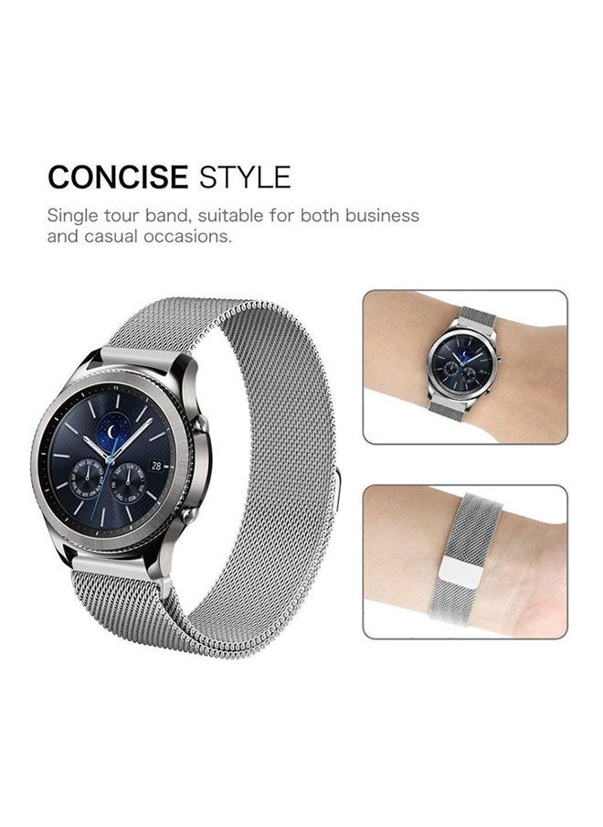 Generic - Samsung Gear S Frontier Band Premium Solid Milanese Stainless Steel Watch Bands Link Bracelet Strap For Samsung Gear S Classic Gear S Frontier Galaxy Watch  Smart Watch Fitness Silver - Image 1