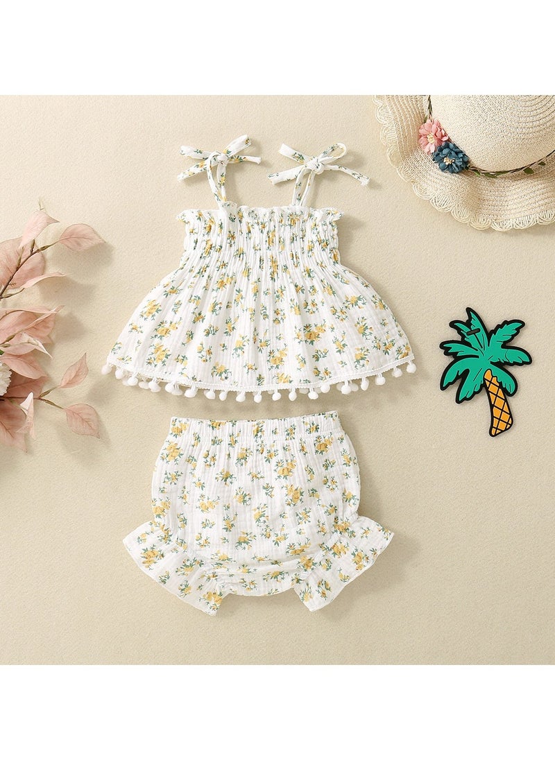 RedMapleTEK Baby Girl Flower Skirt Shorts Two-piece Set - Image 2