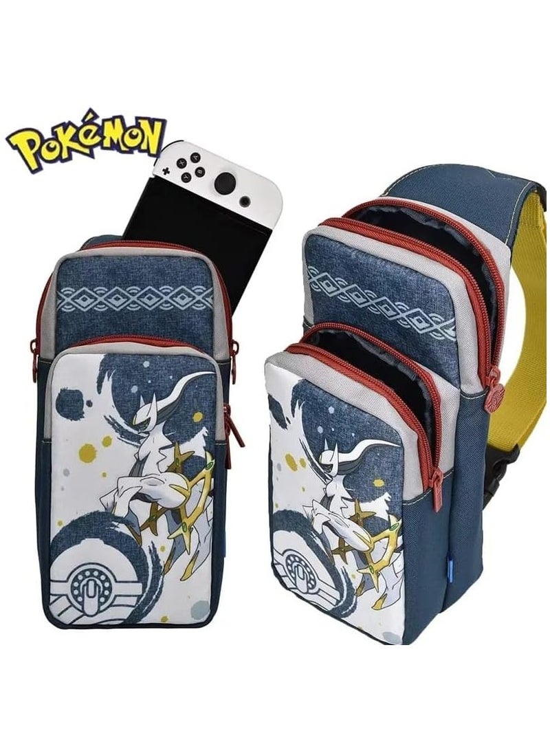 erorex Cute Travel Bag for Nintendo Switch/Lite/OLED, Portable Sling Crossbody Carrying Storage Backpack for NS, Charging Dock, Joy-Cons, Accessories for Kids, Boys, Girls Pokemon Arceus - Image 2