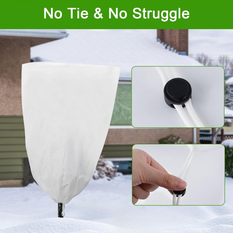 YDSL 3 Pack Plant Covers Freeze Protection, 48"Ã—72" 1.77oz/ydÂ² Plant Frost Covers for Outdoor Plants Shrub Potted Plants Use, Winter Cloth Plant Tree Cover with Drawstring for Cold Weather - Image 3
