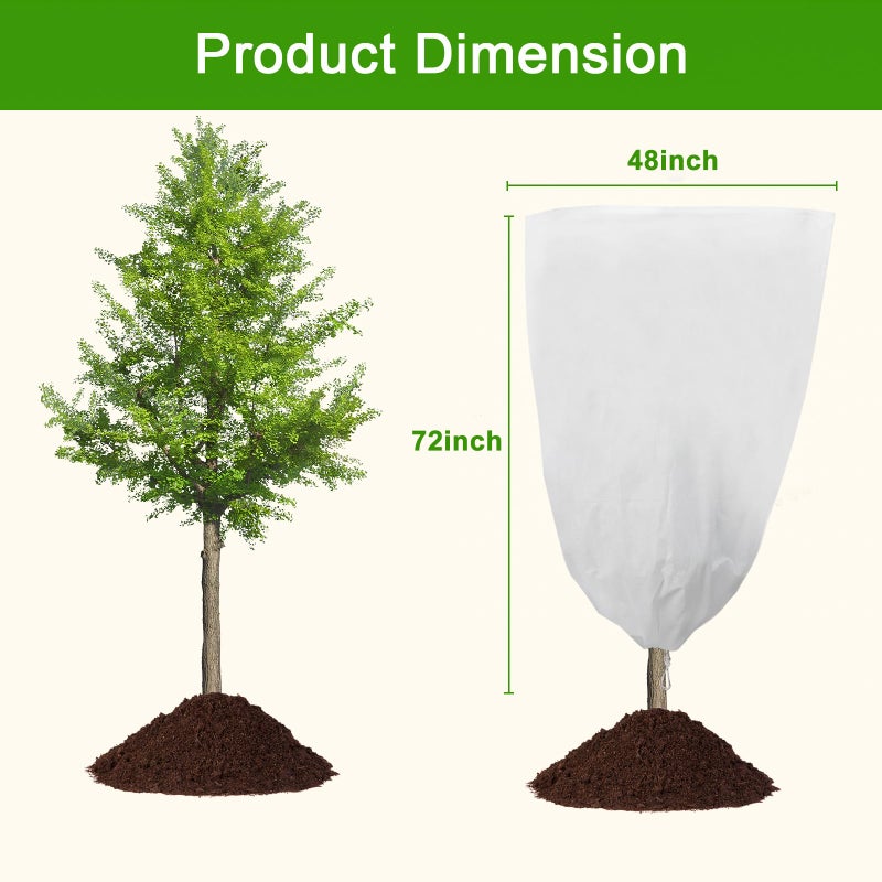 YDSL 3 Pack Plant Covers Freeze Protection, 48"Ã—72" 1.77oz/ydÂ² Plant Frost Covers for Outdoor Plants Shrub Potted Plants Use, Winter Cloth Plant Tree Cover with Drawstring for Cold Weather - Image 2