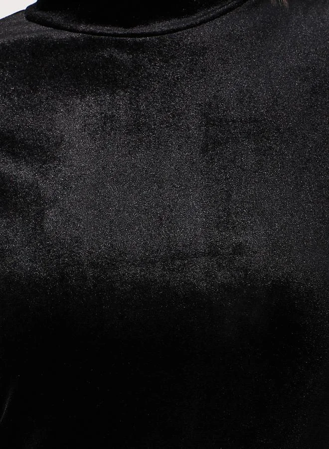 Styli Velvet Look Drop Waist A-Line Midi Dress