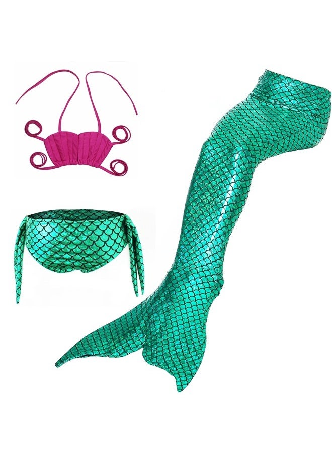 yongsheng 3-Piece Mermaid Swimsuit Set，Kids Girls Swimsuit Bathing Suits Bikini Fish Tail Set green 150  - Image 1