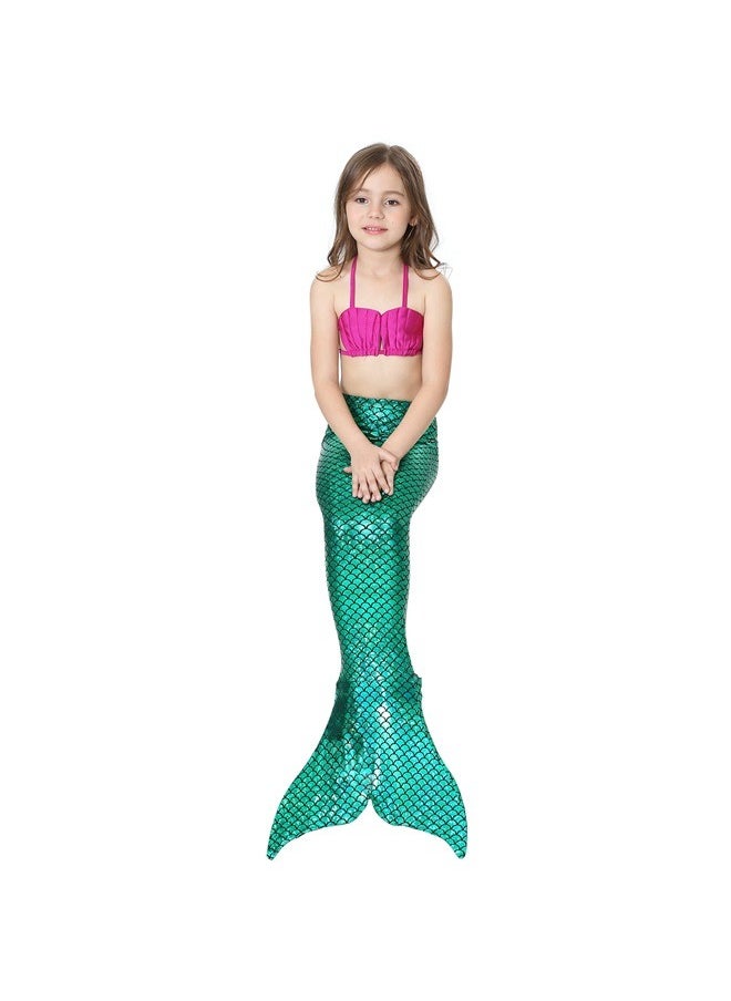 yongsheng 3-Piece Mermaid Swimsuit Set，Kids Girls Swimsuit Bathing Suits Bikini Fish Tail Set green 150  - Image 4