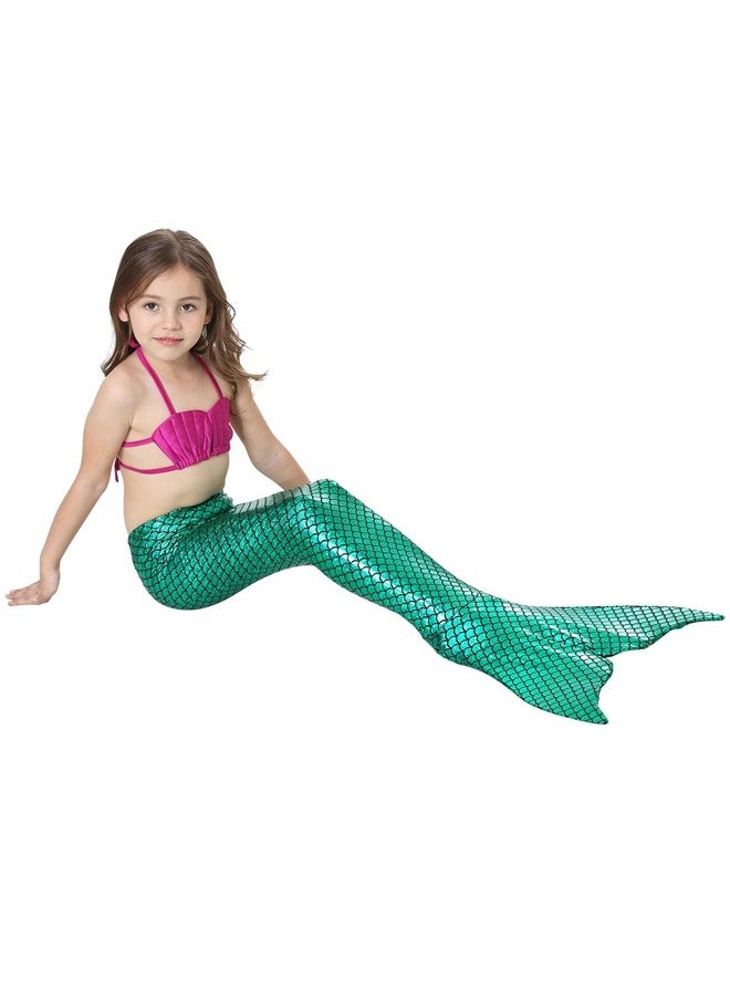 yongsheng 3-Piece Mermaid Swimsuit Set，Kids Girls Swimsuit Bathing Suits Bikini Fish Tail Set green 150  - Image 5