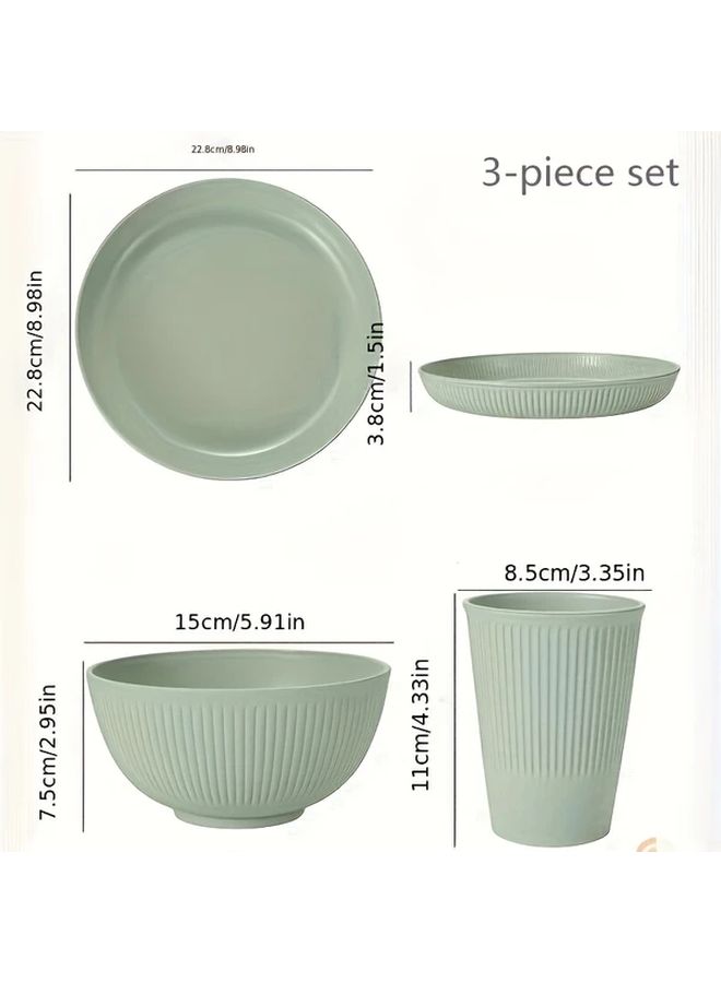 Blue Premium 3 Piece PP Plate Bowl Cup Set Microwave Dishwasher Safe - Image 2