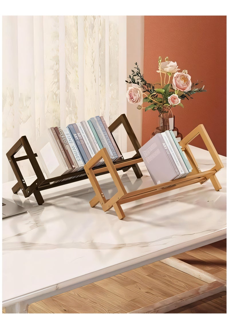 ARNOTEC - Wooden Desktop Shelf 40CM Length Small Bookshelf Mini Bookshelf Assembly Countertop Bookcase Accessories Display Stand Office Supplies Desk Storage - Image 1