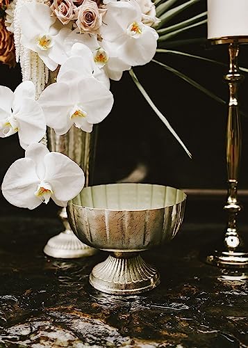 Accent Decor Distressed Champagne Metal Compote Bowl | Lita Metal Vase | Indoor and Outdoor Decoration for Any Event (7.75"x 5.75") (72010.61) - Image 2