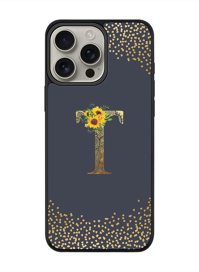 Stylizedd For iPhone 16 Pro Max Case [Compatible with MagSafe] Slim Magnetic cover Phone Case iPhone 16 Pro Max -Custom Floral Monogram - T (Grey ) - Image 1