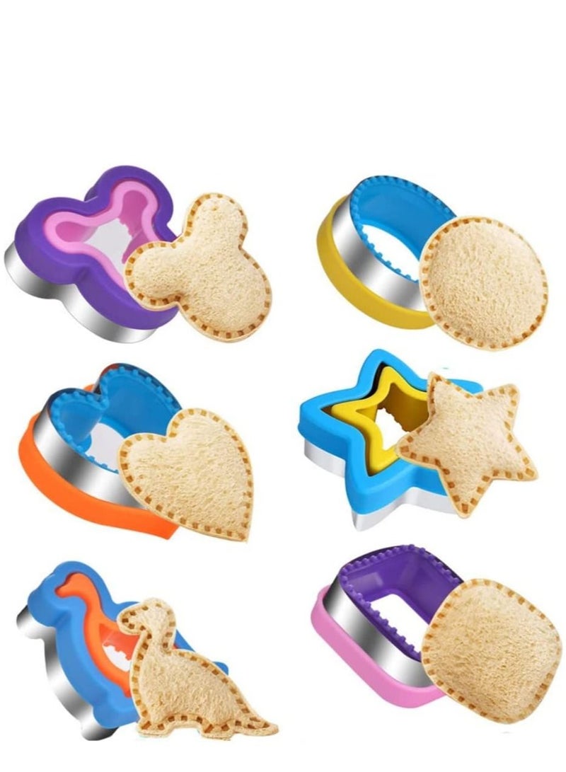 Sandwich Cutter for Kids, 6Pcs Biscuit cutter and Sealer Makers, DIY Cookie Stamps Mold Vegetable Fruit Cutters Shapes Kids Back to School Bento Lunch Box - Image 1