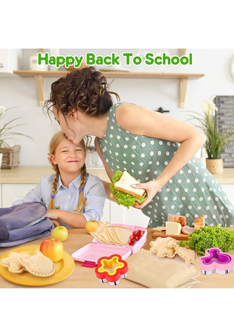 Sandwich Cutter for Kids, 6Pcs Biscuit cutter and Sealer Makers, DIY Cookie Stamps Mold Vegetable Fruit Cutters Shapes Kids Back to School Bento Lunch Box - Image 3