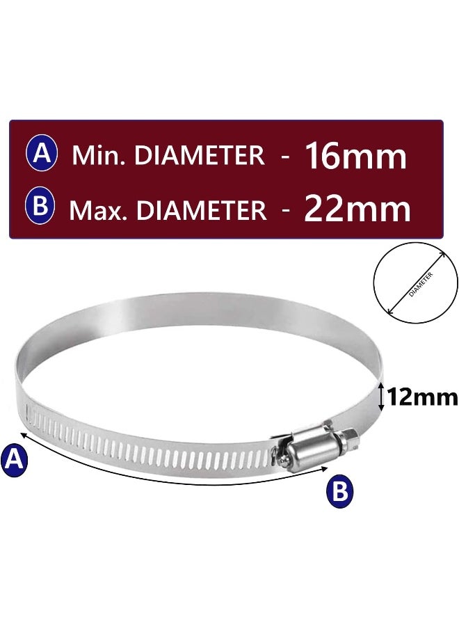 Poaker 4Pcs Gi Hose Clips Adjustable Worm Drive Pipe Clamps For Securing Hose Connections In Gas Lines Water Pipes Industrial Hoses Oil Pipes And More 16Mm To 22Mm  - Image 2