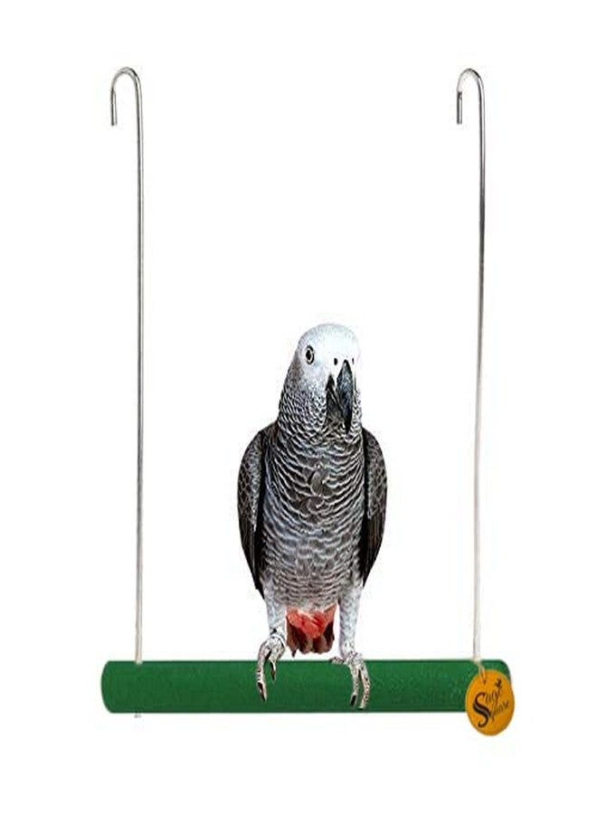 سايج سكوير منصة تعليق رملية خشبية طبيعية من سيج سكوير، لعبة تسلق وتمرين للطيور (كبيرة) (عبوة من قطعتين) - Image 2