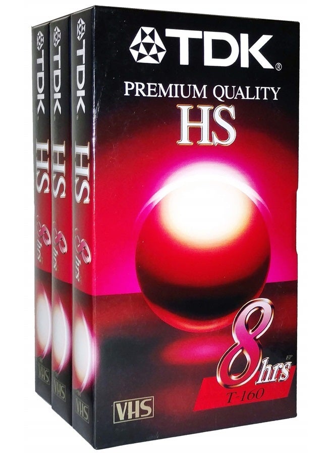 TDK 3 عبوات - أشرطة كاسيت فارغة TDK عالية الجودة HS 8 ساعات T-160 VHS - Image 1