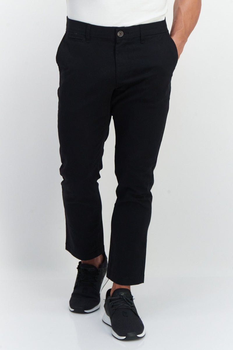 Tahari سروال رجال ضيق بخصر مرن أمامي مسطح، أسود - Image 1