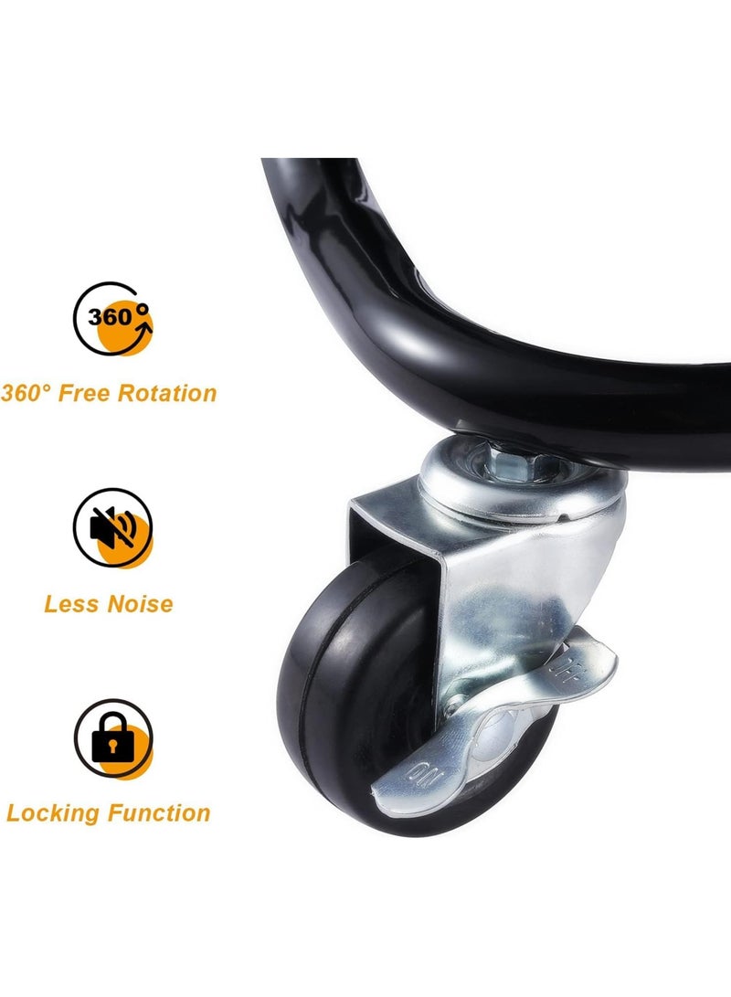 Hanayo 3-Tier Roller Cart Utility Storage Cart with Wheels Handle Multifunction Large Storage Shelves Organizer with Basket Multifunction Storage Rack Serving Cart for Kitchen Bathroom Office Living Room(Black) - Image 5