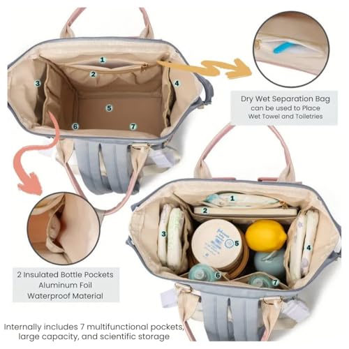 Aavjo , Baby Diaper Bag Backpack, Mothers Travel Baby Bags, Waterproof Diaper Pouch with Insulated Pocket (Buckle Light Blue) - Image 3
