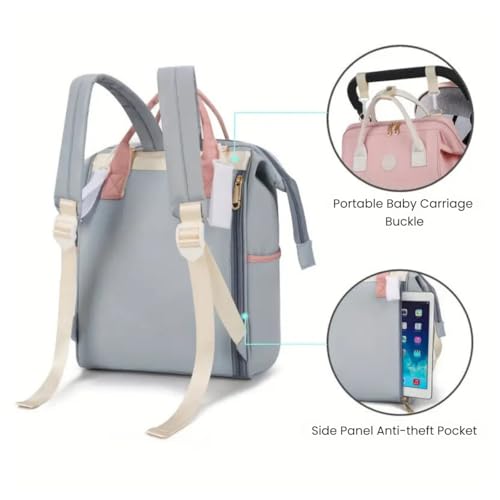 Aavjo , Baby Diaper Bag Backpack, Mothers Travel Baby Bags, Waterproof Diaper Pouch with Insulated Pocket (Buckle Light Blue) - Image 4