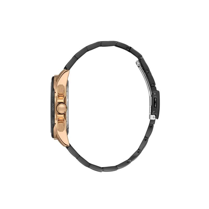 DANIEL KLEIN Men's Stainless Steel Rose Gold and Black Alloy Case Analog Black Round Sunray Dial Japanese Quartz Exclusive 50 Meters Water Resistant