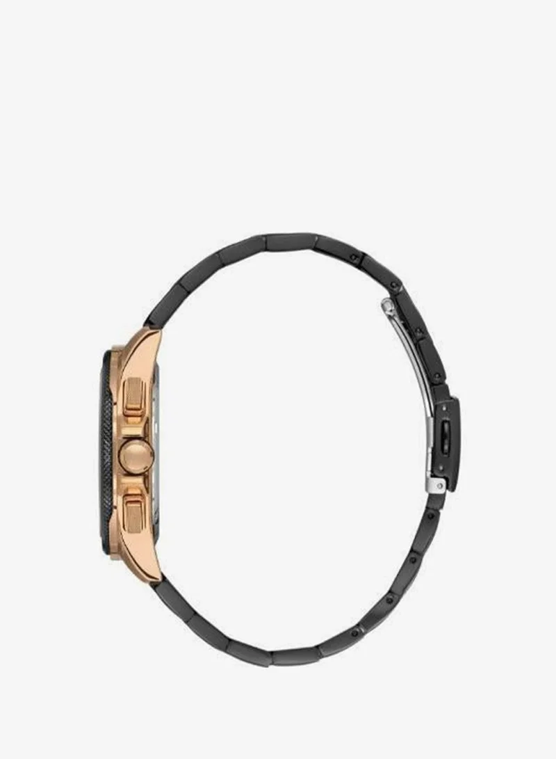 Daniel Klein Men's Stainless Steel Rose Gold and Black Alloy Case Analog Black Round Sunray Dial Japanese Quartz Exclusive 50 Meters Water Resistant