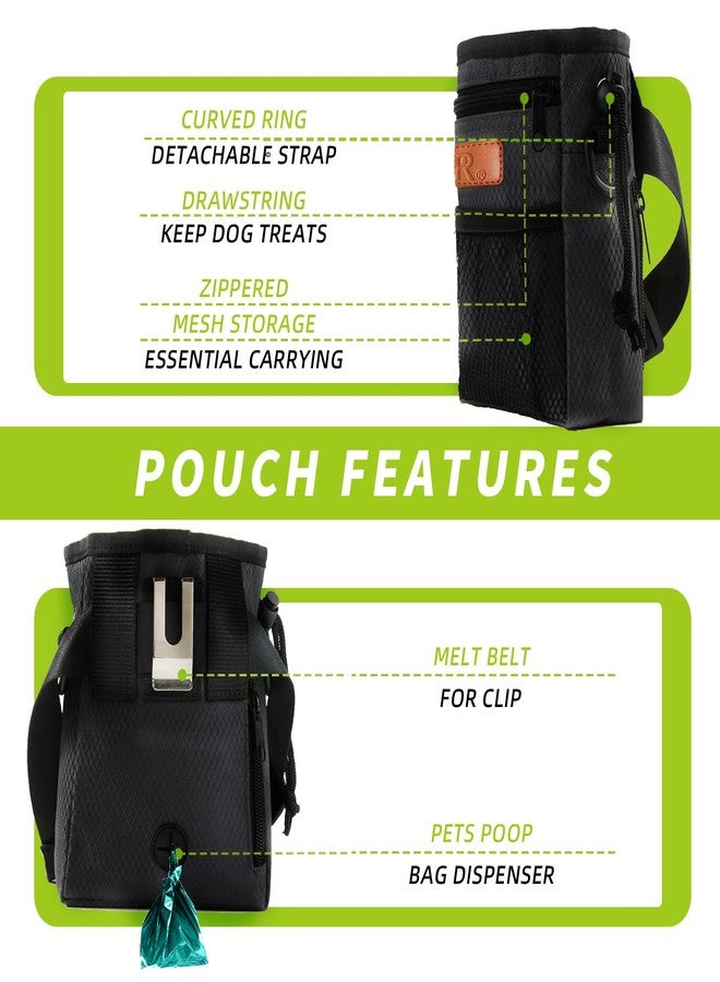 KHPR Dog Treat Training Pouch Easily Carries Pet Toys Kibble, Treats Built-in Poop Bag Dispenser 3 Ways to Wear Comes with a Foldable Silicone Bowl (Black) - Image 2