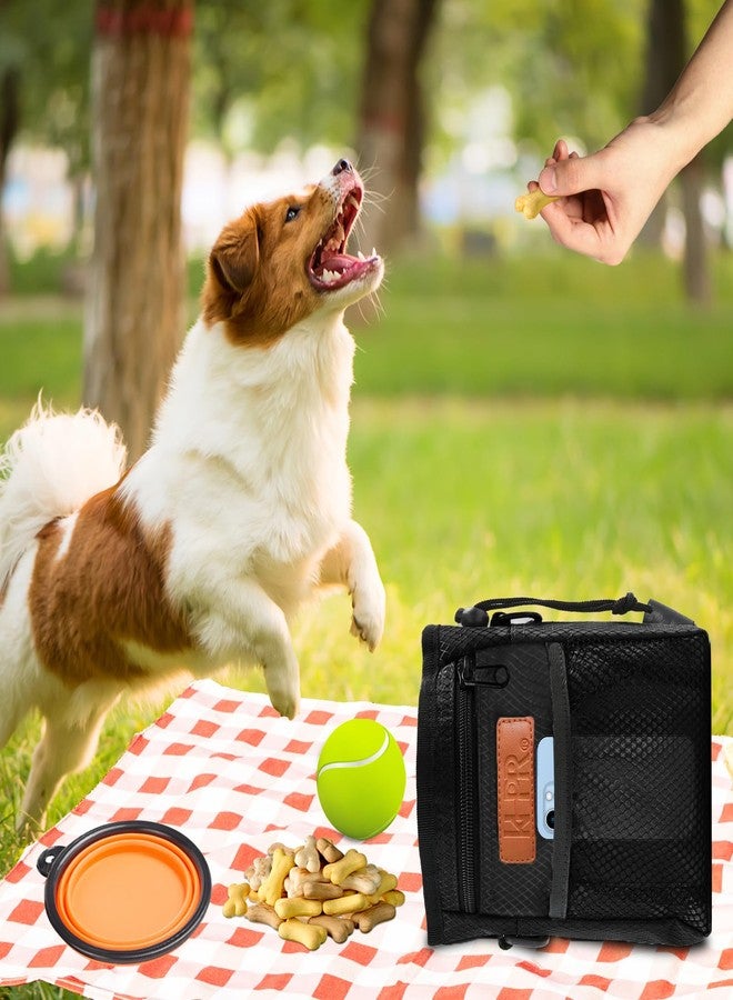 KHPR Dog Treat Training Pouch Easily Carries Pet Toys Kibble, Treats Built-in Poop Bag Dispenser 3 Ways to Wear Comes with a Foldable Silicone Bowl (Black) - Image 3