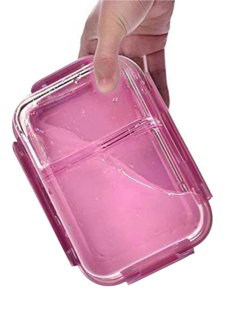 DUNISO Glass Meal Prep Containers，Leak Proof Lunch Box，Food Storage Containers with Lids，with 2 Compartment，for Microwave, Oven, Freezer and Dishwasher, BPA Free，1000ML，Pink - Image 5