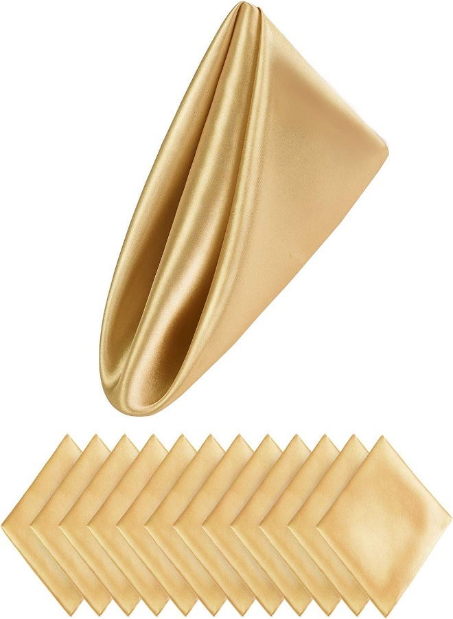 Elegant Satin Napkins Set, 10 Pieces 17x17 Soft Dinner Napkins for Weddings and Parties, Smooth Washable Fabric for Special Occasions