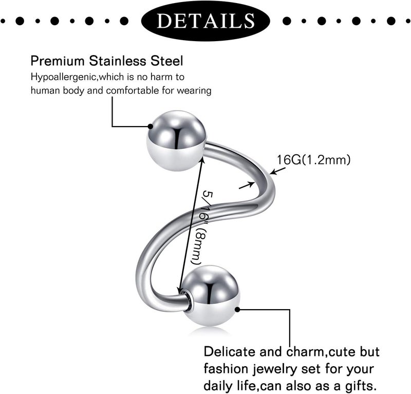 Mayhoop 16g Cartilage Earrings - Men Women Surgical Stainless Steel Tragus Piercing Jewelry Stud Hoop Forward Helix Rook Daith Conch Earrings - Image 5