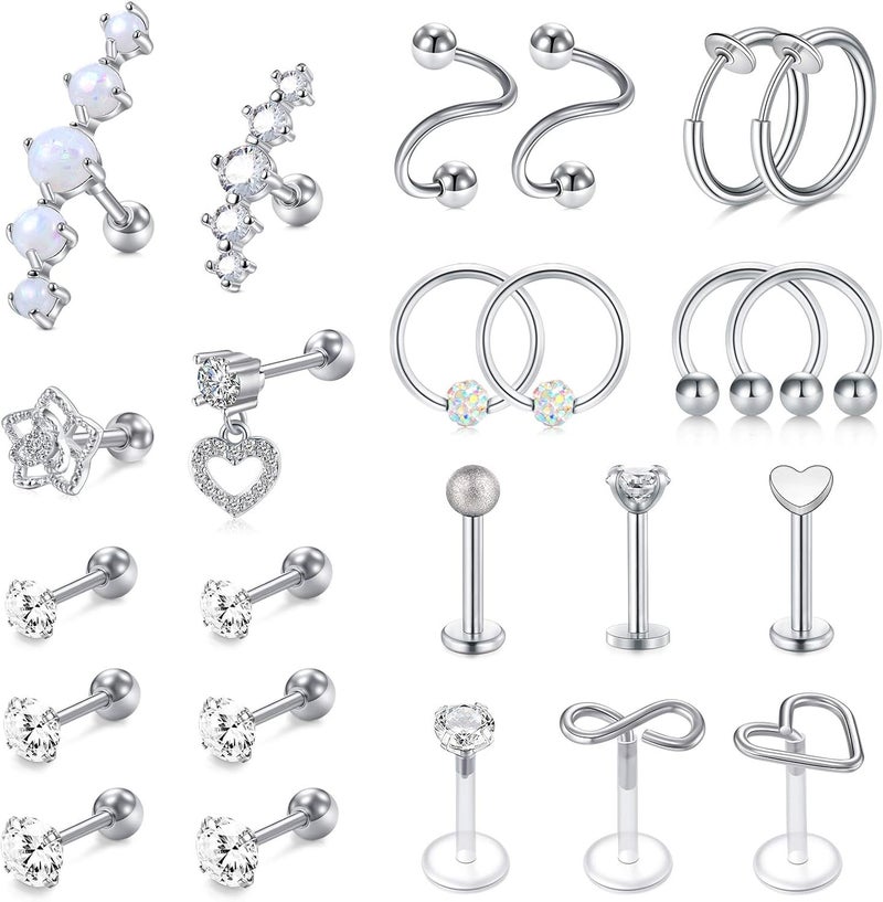 Mayhoop 16g Cartilage Earrings - Men Women Surgical Stainless Steel Tragus Piercing Jewelry Stud Hoop Forward Helix Rook Daith Conch Earrings - Image 1