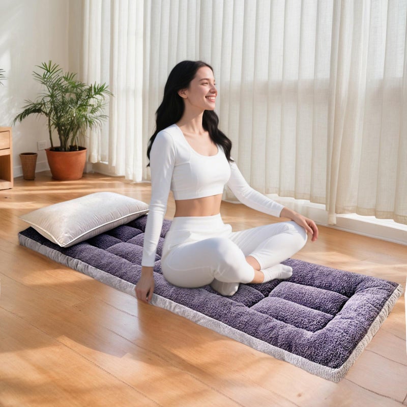 Flantree Thick Camping Sleeping Pad - Soft Lamb Fluff Camping Cot Pads for Adults, Lightweight Foldable Sleeping Mat, Non-Slip Camping Mattress Pad for Travel Backpacking Hiking Car Tent Home Office Nap - Image 5