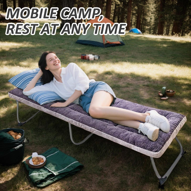 Flantree Thick Camping Sleeping Pad - Soft Lamb Fluff Camping Cot Pads for Adults, Lightweight Foldable Sleeping Mat, Non-Slip Camping Mattress Pad for Travel Backpacking Hiking Car Tent Home Office Nap - Image 2