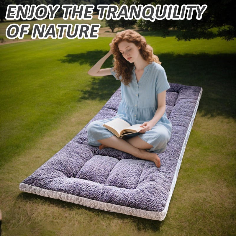 Flantree Thick Camping Sleeping Pad - Soft Lamb Fluff Camping Cot Pads for Adults, Lightweight Foldable Sleeping Mat, Non-Slip Camping Mattress Pad for Travel Backpacking Hiking Car Tent Home Office Nap - Image 3