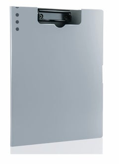 KASTWAVE Classic Clipboards Plastic Clip Board A4 Folding Document Folder For Office Nursing Teacher Student Stationery Test, A4 Size 9 x 12.5 Inch With Low Profile Metal Clip, Gray  - Image 1