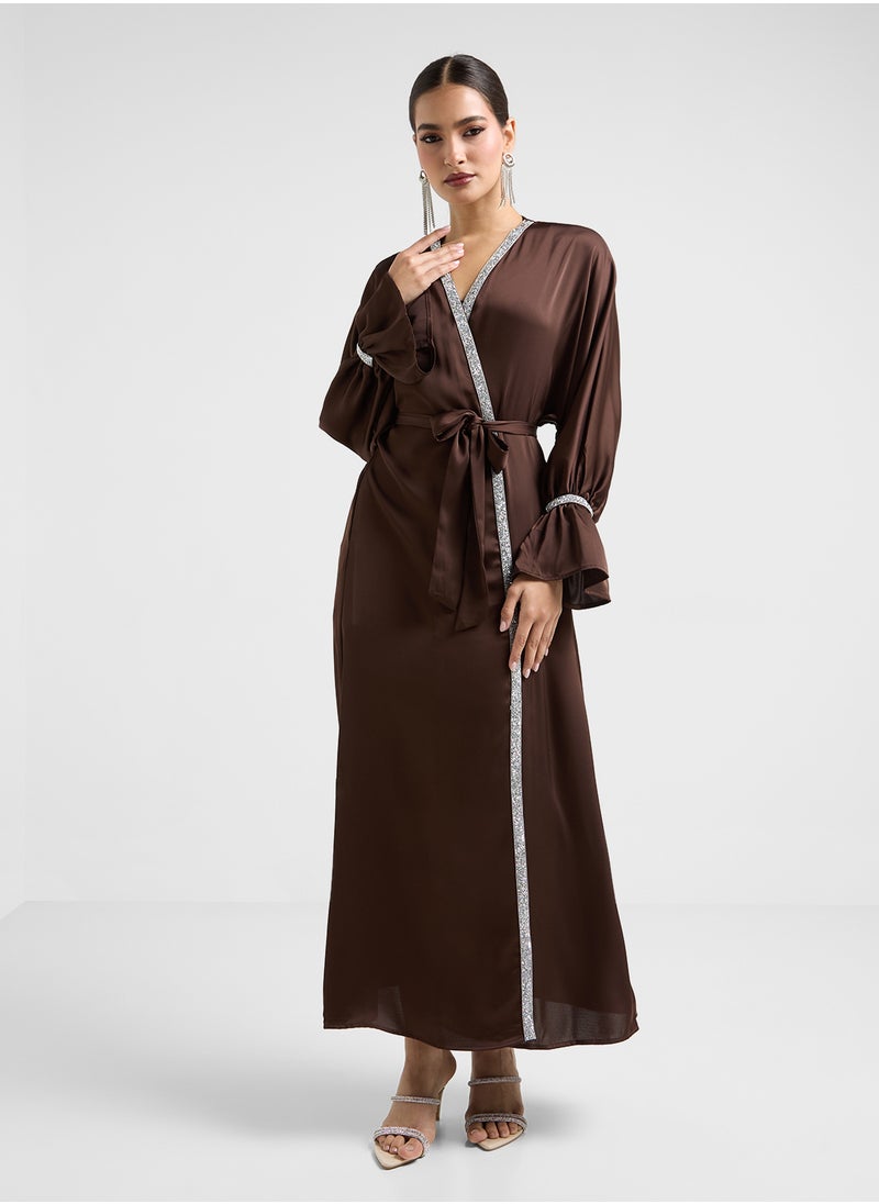 Khizana Abaya With Shimmer Trim  - Image 1