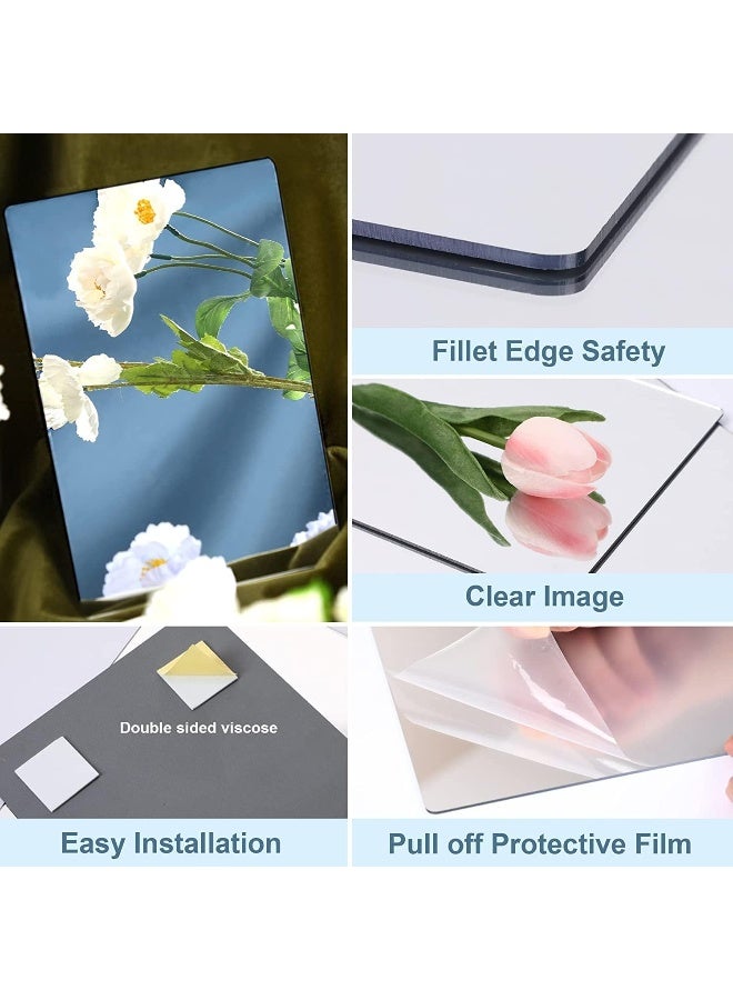 TPGP 4 عبوة مرآة لاصقة 30x40 سم بلاط مرآة لاصق بسمك 2 مم لاصق على جدران المرآة ملصقات مرآة قابلة للإزالة لتزيين المنزل - Image 3